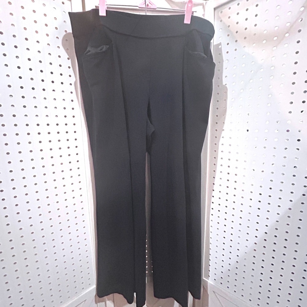 Lane Bryant Dress Pants Women 18/20 Black Like New Wide Leg Stretch Pull On